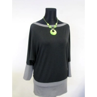 Tunika Eleni - dwukolorowe  kimono grafit + szary